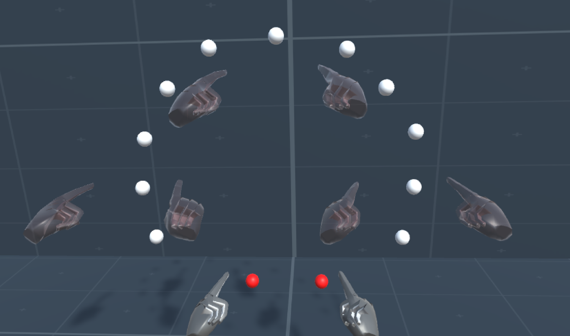 Scene with four hand pairs