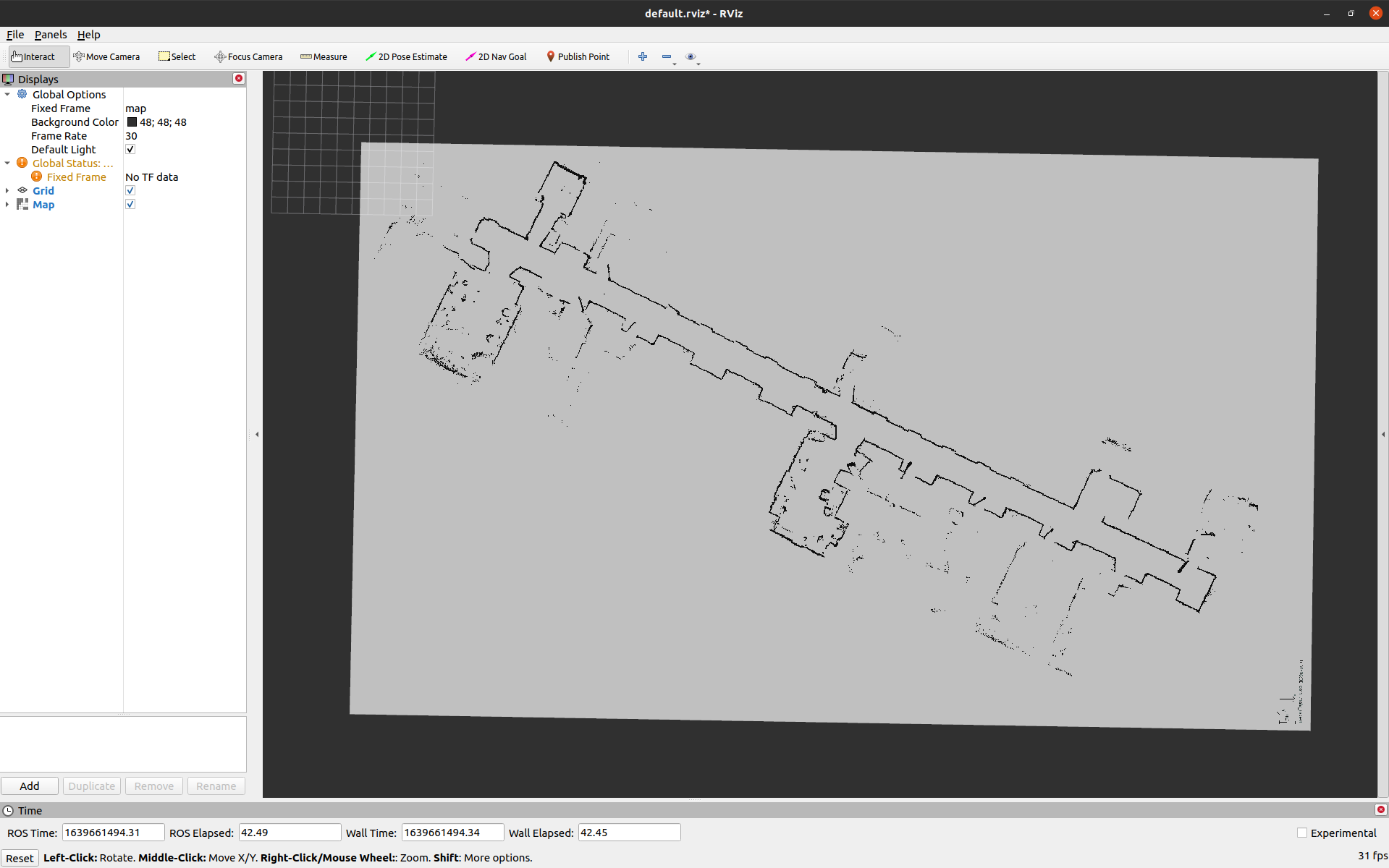 A valid map shown in RVIZ.