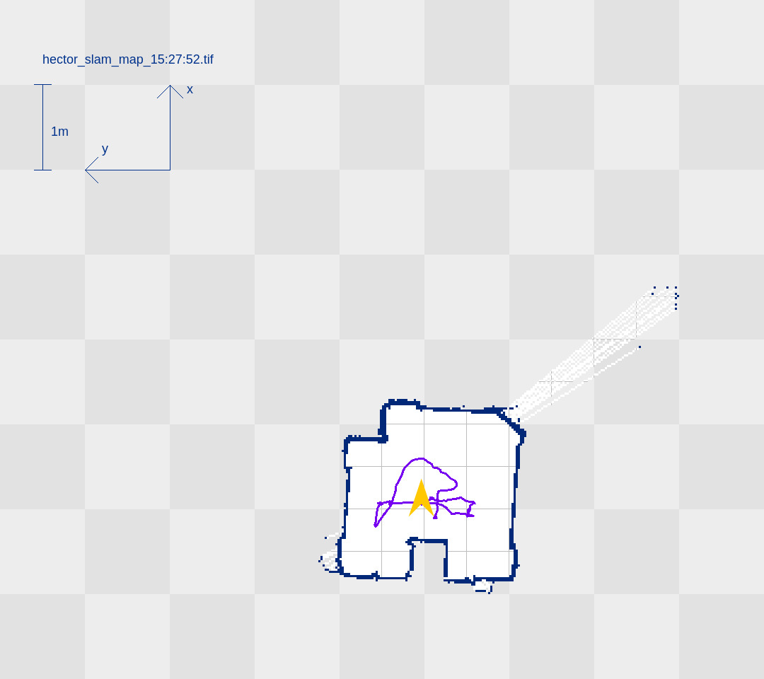 Obtained map of testing environment with hand-help mapping device